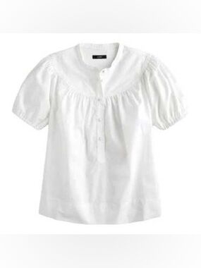 J Crew Puff-sleeve cotton poplin popover top